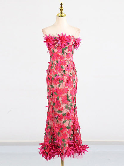 Helena 3D Floral Embroidered Maxi Dress