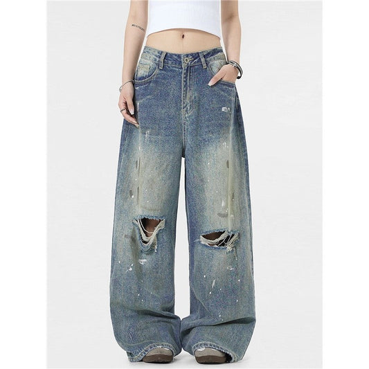 High Street Ripped Wide Leg Jeans