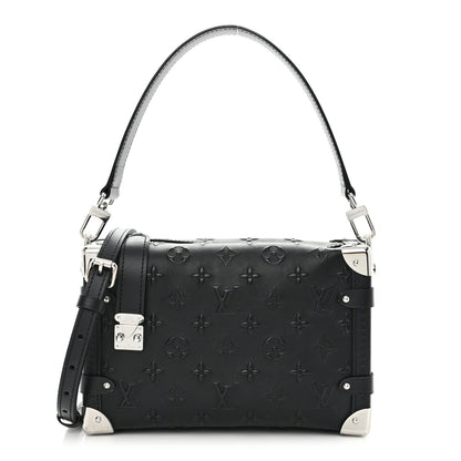 Calfskin Debossed Monogram Side Trunk Black
