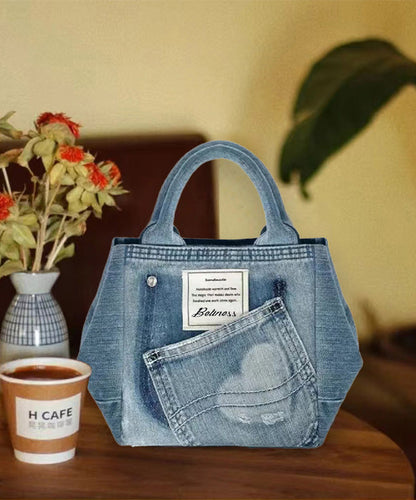 2025 New Blue Large Capacity Versatile Denim Tote Bag