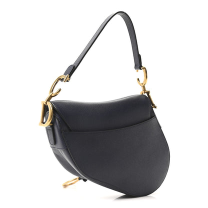 Grained Calfskin Saddle Bag Navy