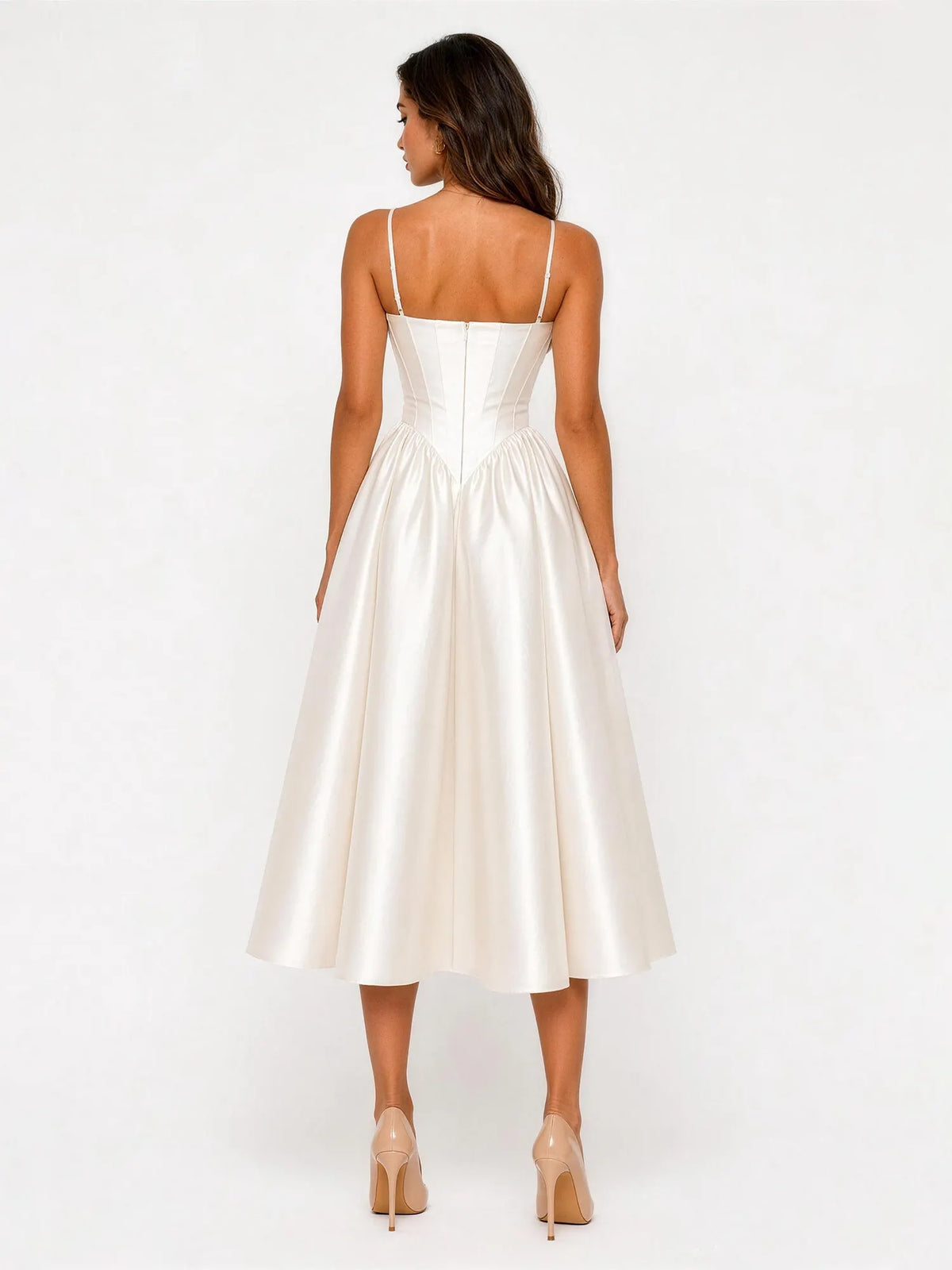 Lily Pearl Glow Corset Midi Dress