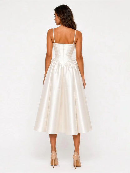 Lily Pearl Glow Corset Midi Dress