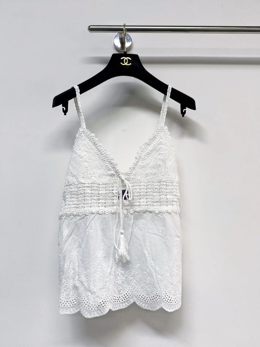 Chanel 2026 Camisole Beige and White Cotton