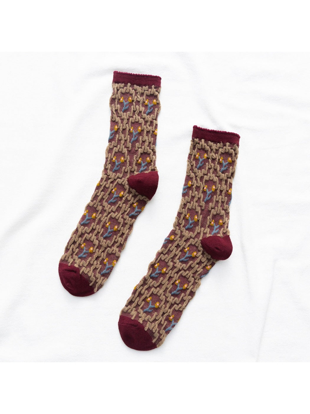 Rufia - Vintage Embroidered Mid-Calf Socks - Soft &amp; Chic