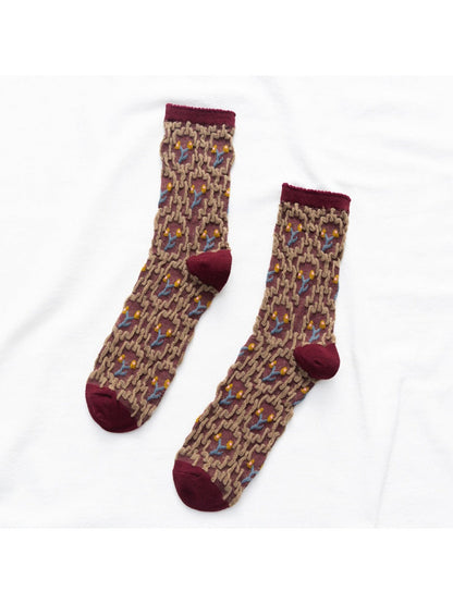 Rufia - Vintage Embroidered Mid-Calf Socks - Soft &amp; Chic