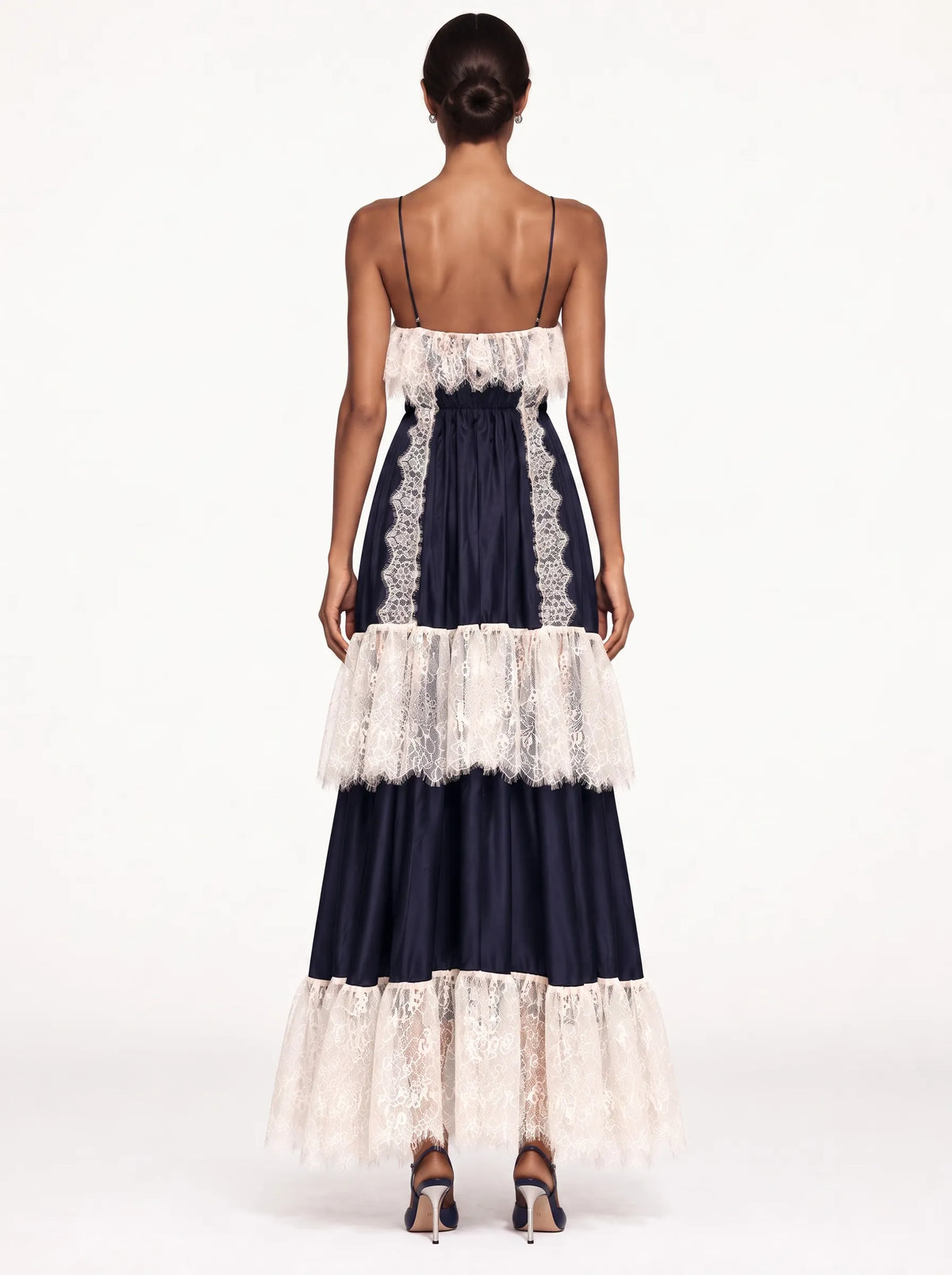 Calliope Lace Splicing Tiered Camisole Maxi Dress