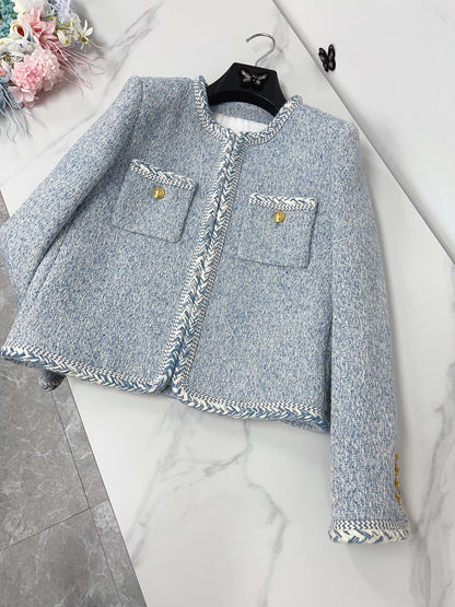 Celine Blue Safari Jacket Tweed Fabric 294933