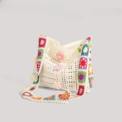 Cosbai - Floral Crochet Shoulder Bag - Summer Chic