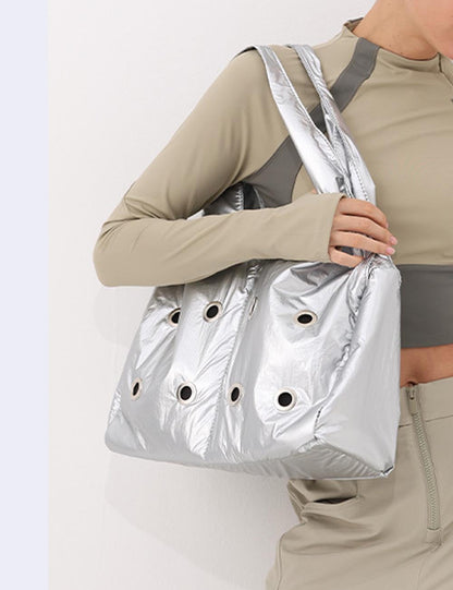 Hollow Studded Solid Large Capacity Shoulder Bag