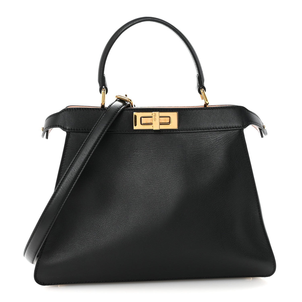 Vitello Seta Shiny Nappa Medium Peekaboo I SEE U Satchel Black Light Rose