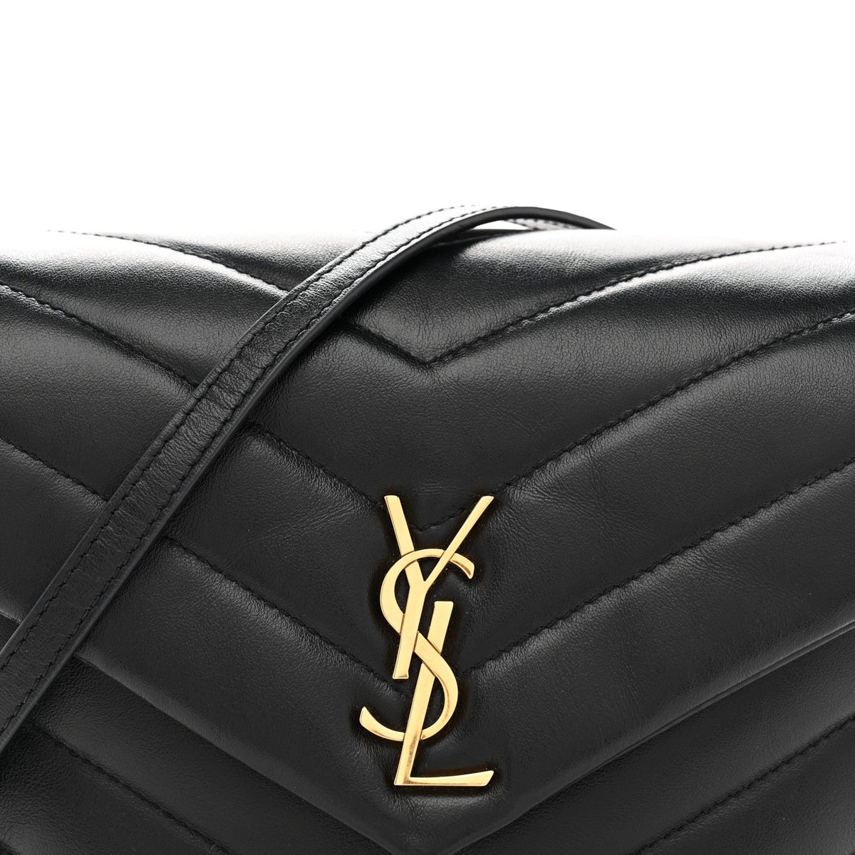 Calfskin Y Quilted Monogram Toy Loulou Crossbody Bag Black