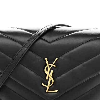 Calfskin Y Quilted Monogram Toy Loulou Crossbody Bag Black