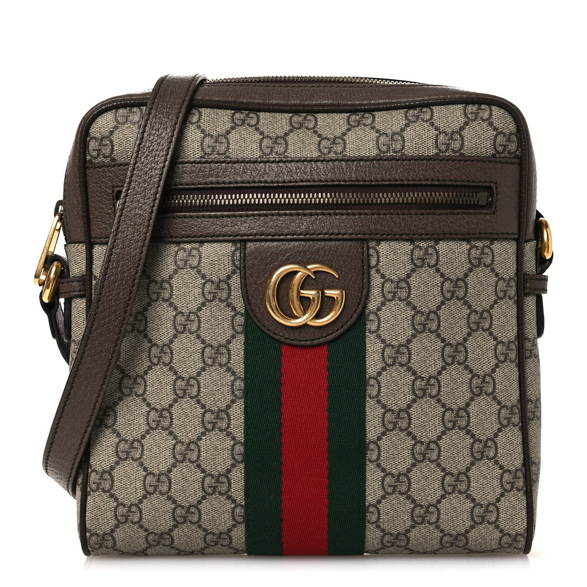 GG Supreme Monogram Web Small Ophidia Messenger Bag Brown