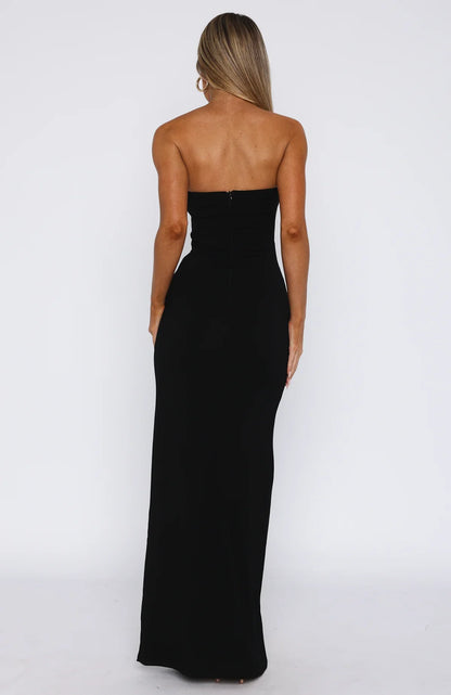Deep In My Heart Strapless Maxi Dress Black