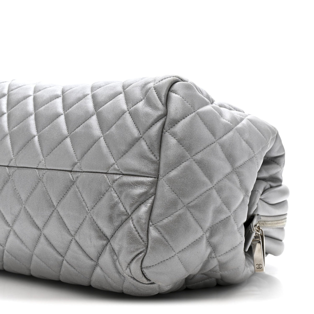 Metallic Lambskin Quilted Coco Cocoon Bowler Silver
