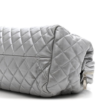 Metallic Lambskin Quilted Coco Cocoon Bowler Silver