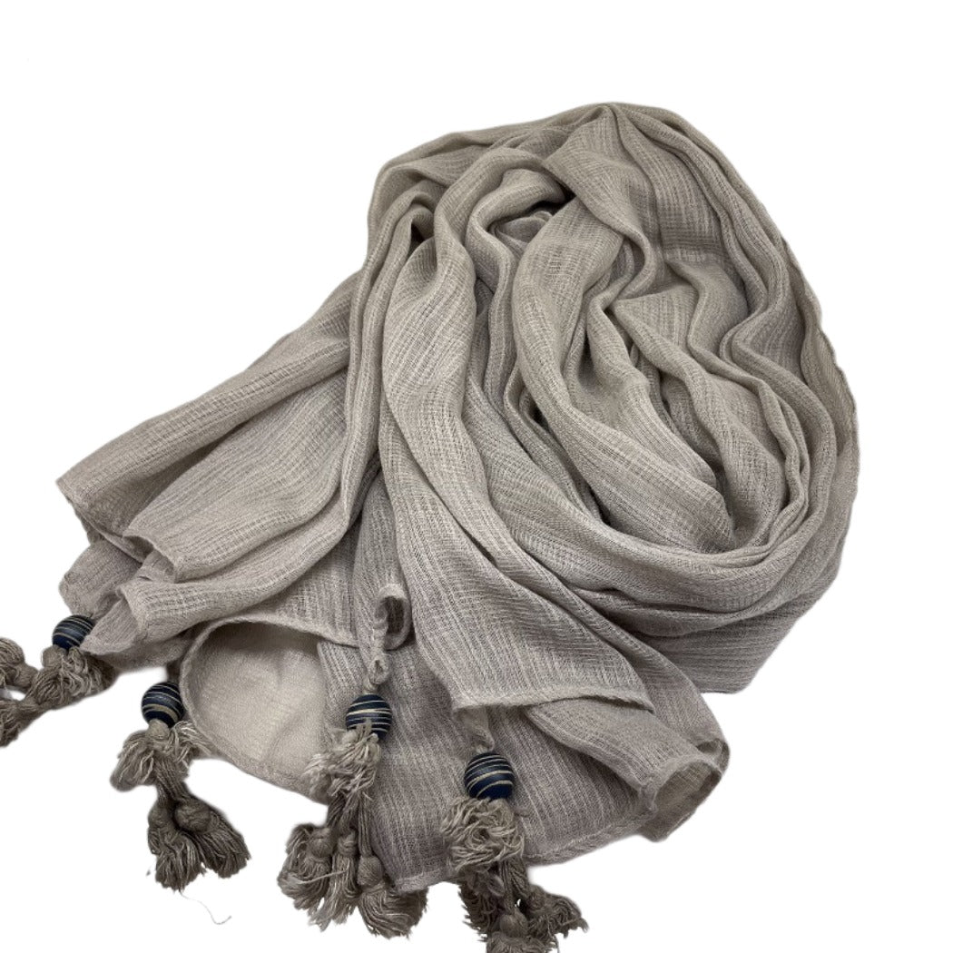 Scarvii - Large Color-Block Scarf With Fringe