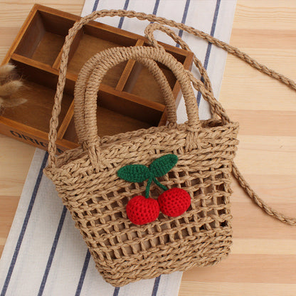 Crochet Market Bag Cherry Grass Woven Bag