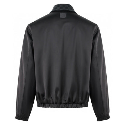 LV 1v Checkered Leather Collar Reversible Waist-cinching Jacket 494280