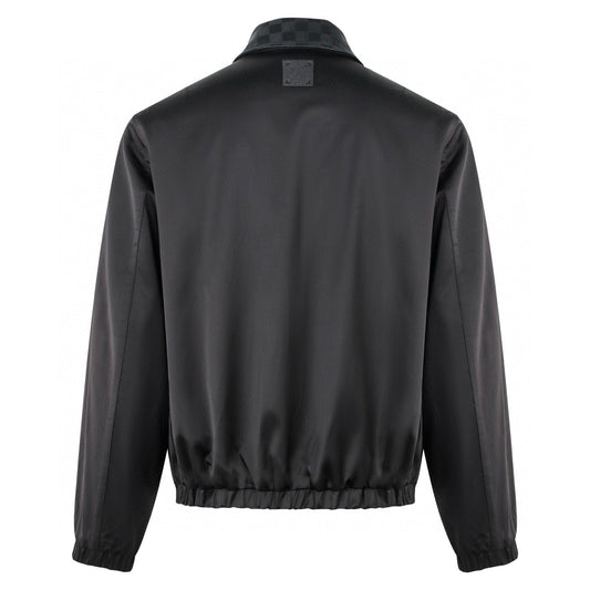 LV 1v Checkered Leather Collar Reversible Waist-cinching Jacket 494280