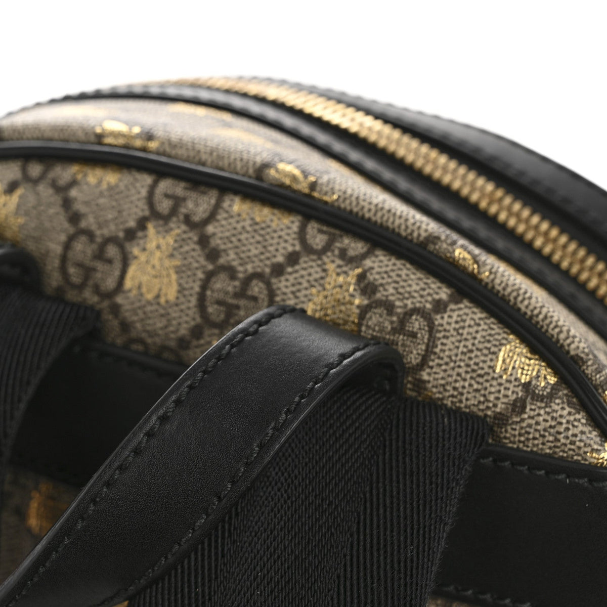 GG Supreme Monogram Bees Print Small Day Backpack Beige Oro Black