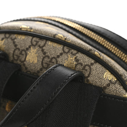 GG Supreme Monogram Bees Print Small Day Backpack Beige Oro Black