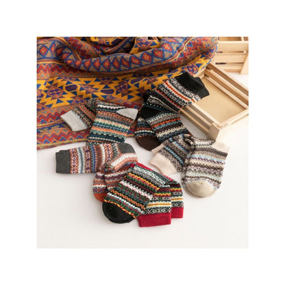 Rufia - Knitted Mid-calf Winter Socks with British Style