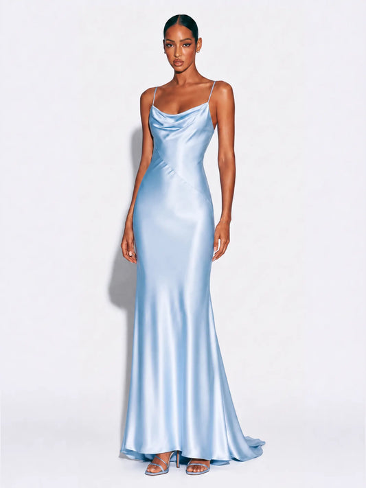 Clarissa Satin backless Maxi Dress