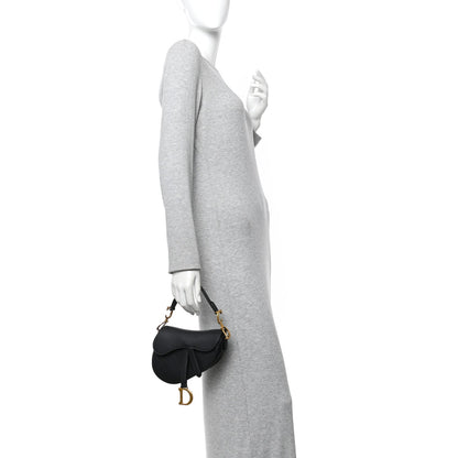 Grained Calfskin Mini Saddle Bag Black