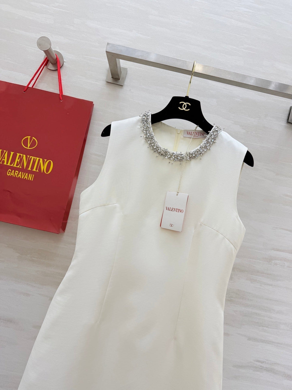 Valen Beaded Dress White Cotton 344754