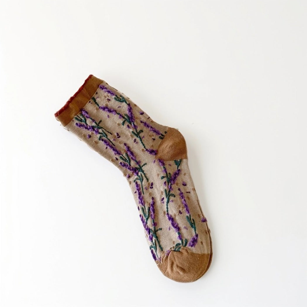Rufia - Vintage Floral Relief Crew Socks