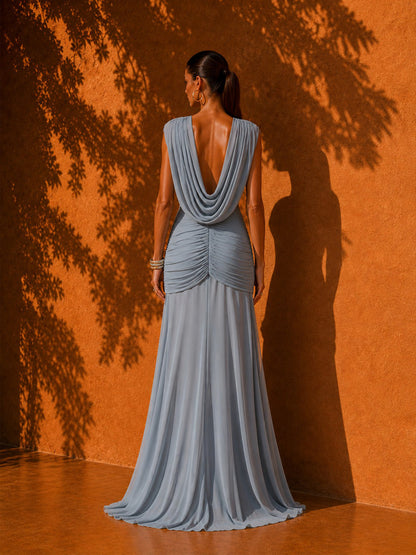 Alexa V-Neck Sleeveless Pleated Maxi Dress