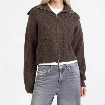 Fall Chunky Knit Open Front Zipper Cardigan
