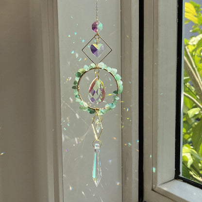 Colorful Stone Cross Crystal Home Hangings