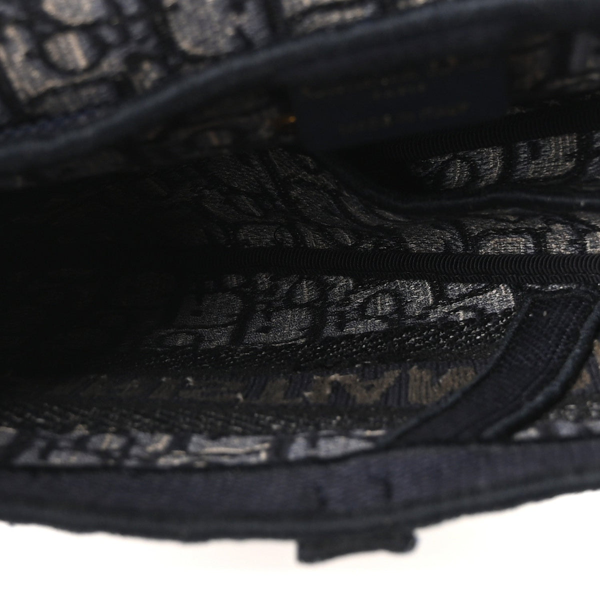 Oblique Embroidered Saddle Bag Blue