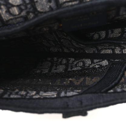 Oblique Embroidered Saddle Bag Blue