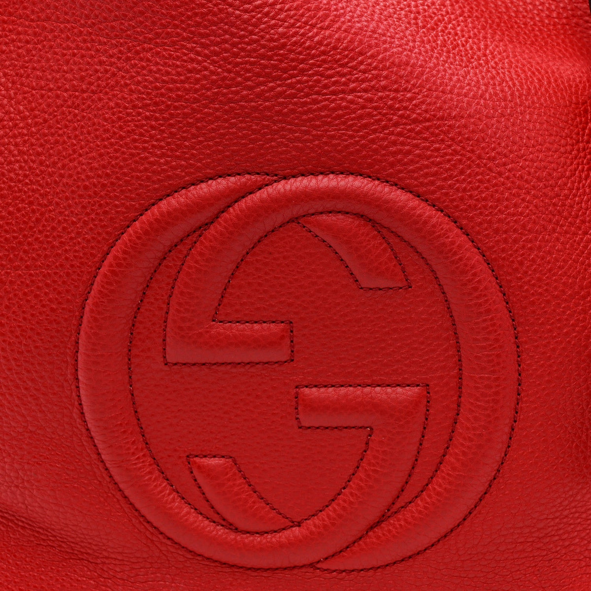 Pebbled Calfskin Large Soho Shoulder Bag Red