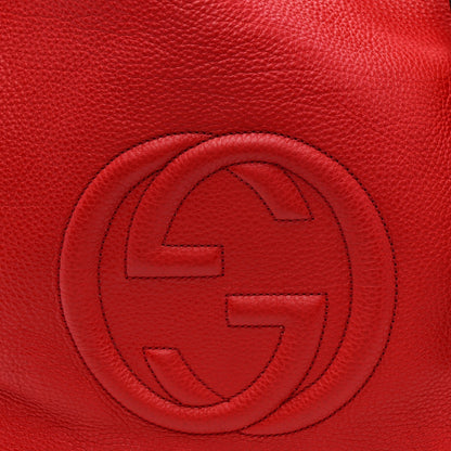 Pebbled Calfskin Large Soho Shoulder Bag Red