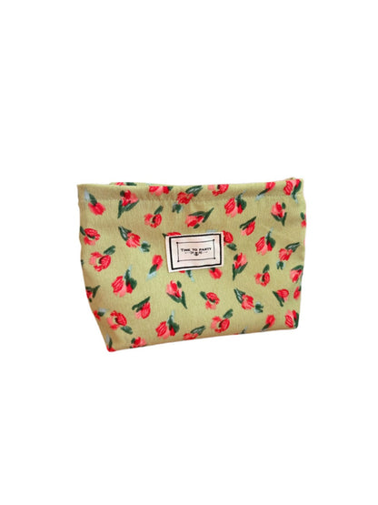 Cosbai - Canvas Makeup Bag with Floral Prints