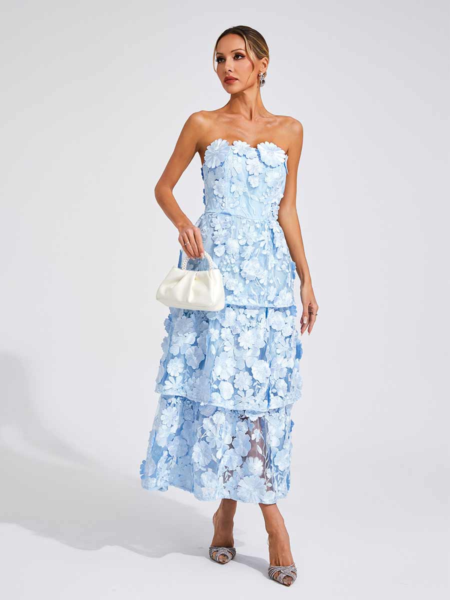 Antonella Flower Off Shoulder Maxi Dress