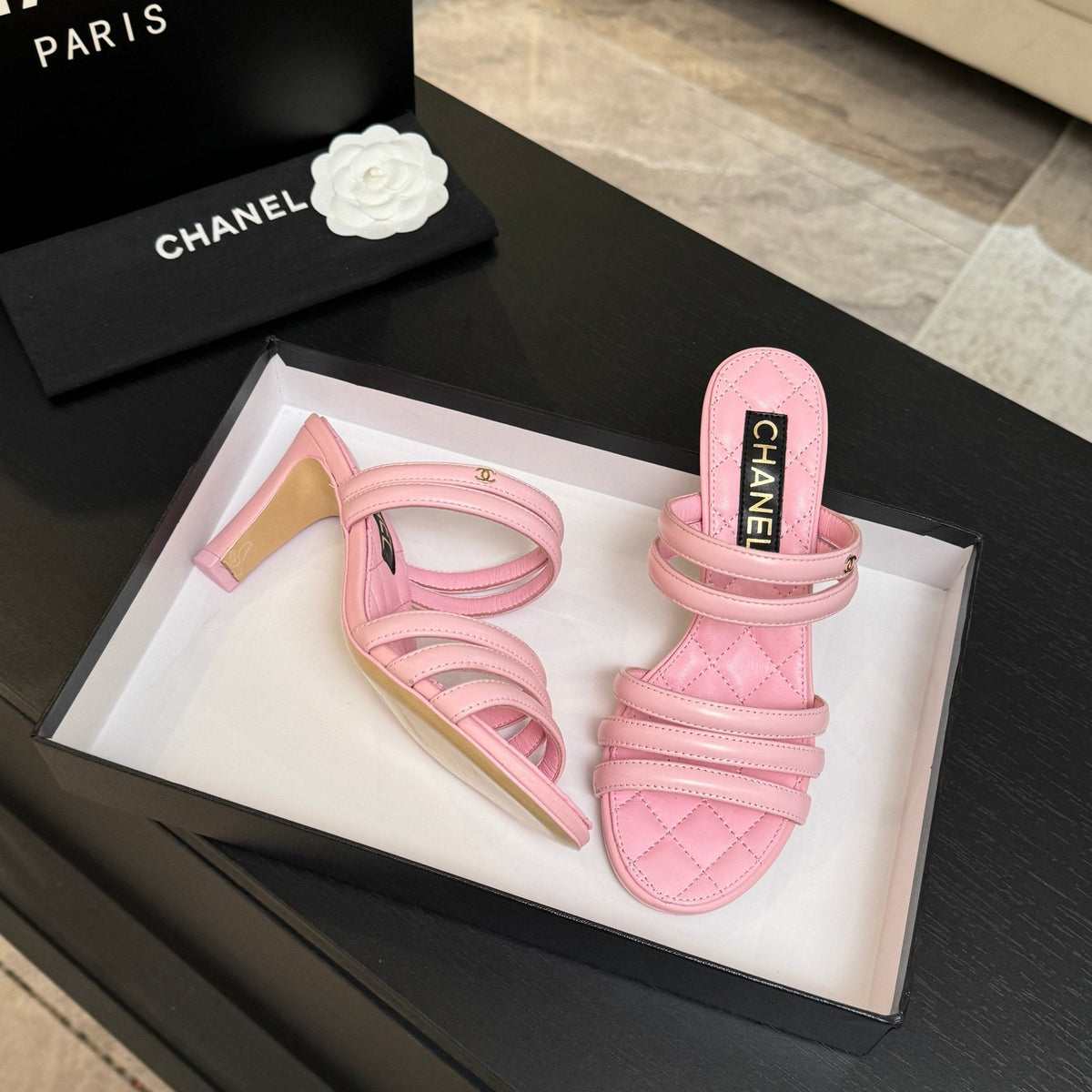 CC 26C Double C Strap Sandals PInk Sheepskin