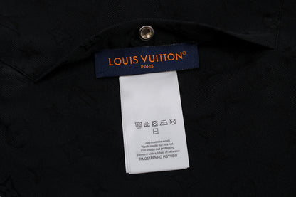 LV 1v Checkered Leather Collar Reversible Waist-cinching Jacket 494280