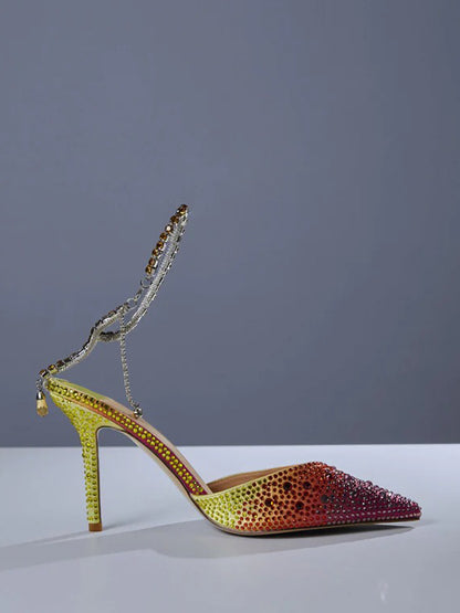 Lyre Fringe Crystal Heels