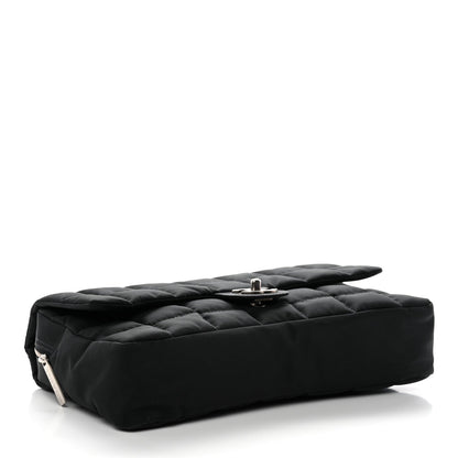 Nylon Square Quilted Flap Black
