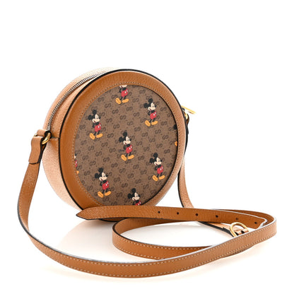 X DISNEY Mini Vintage GG Supreme Monogram Mickey Mouse Round Shoulder Bag Beige Vintage Sun Oil