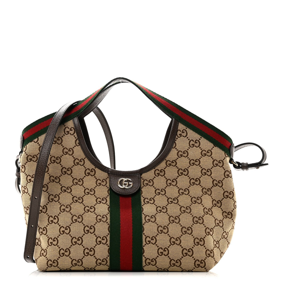 Monogram Web Small Giglio Tote Beige Dark Brown