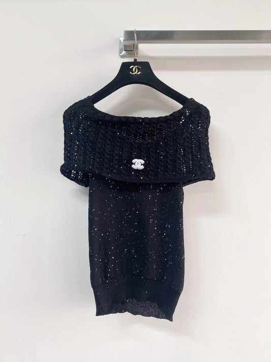 Chanel 2026 Off-the-shoulder Knitted Top Wool Cashmere