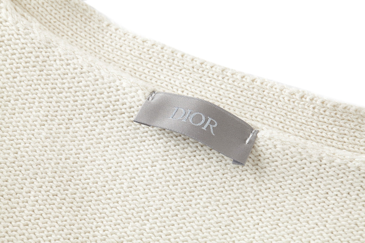 CD Pocket Cardigan White Cotton