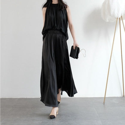 Casual Satin Wide Leg Baggy Pants